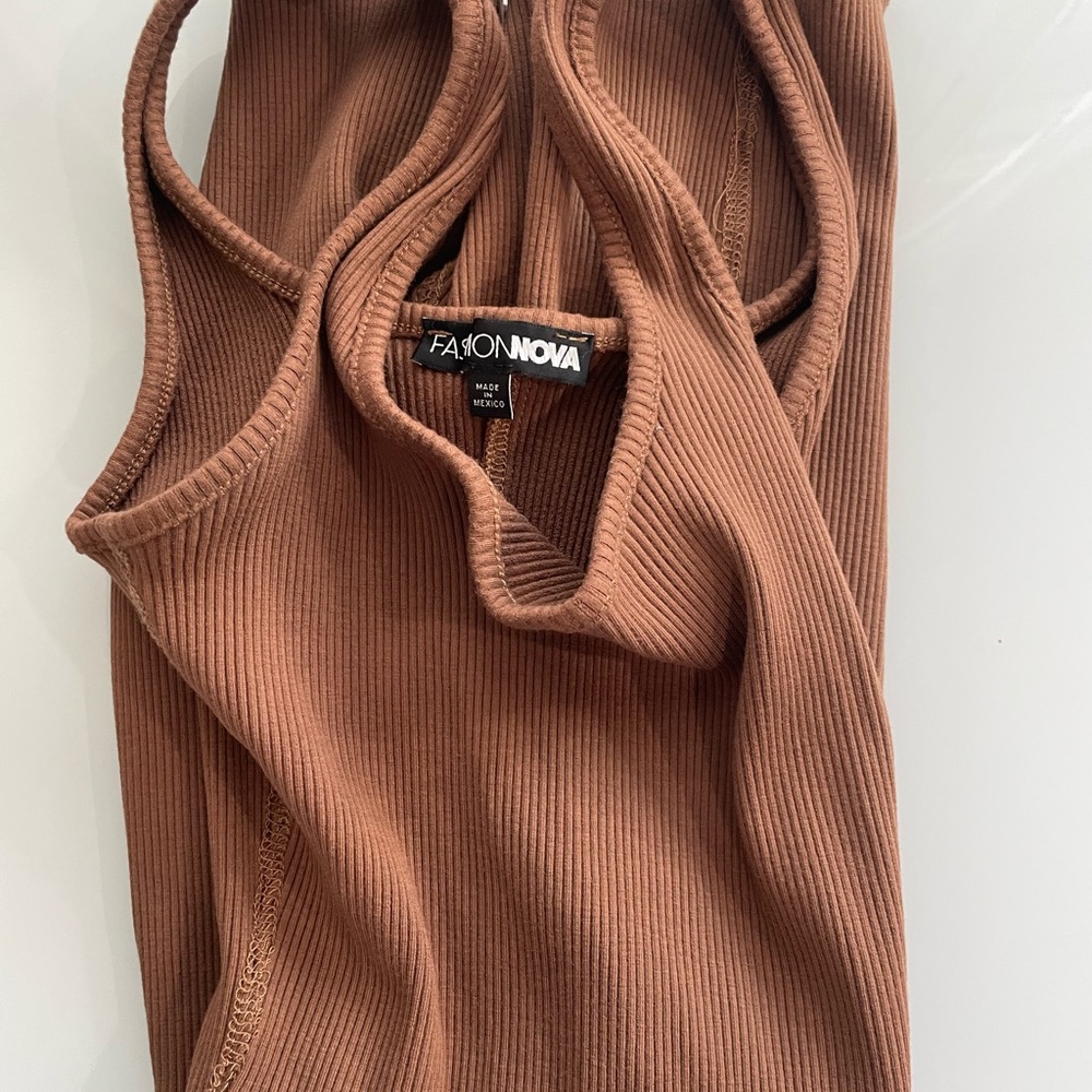 Fashion Nova Brown Ribbed Tank Top